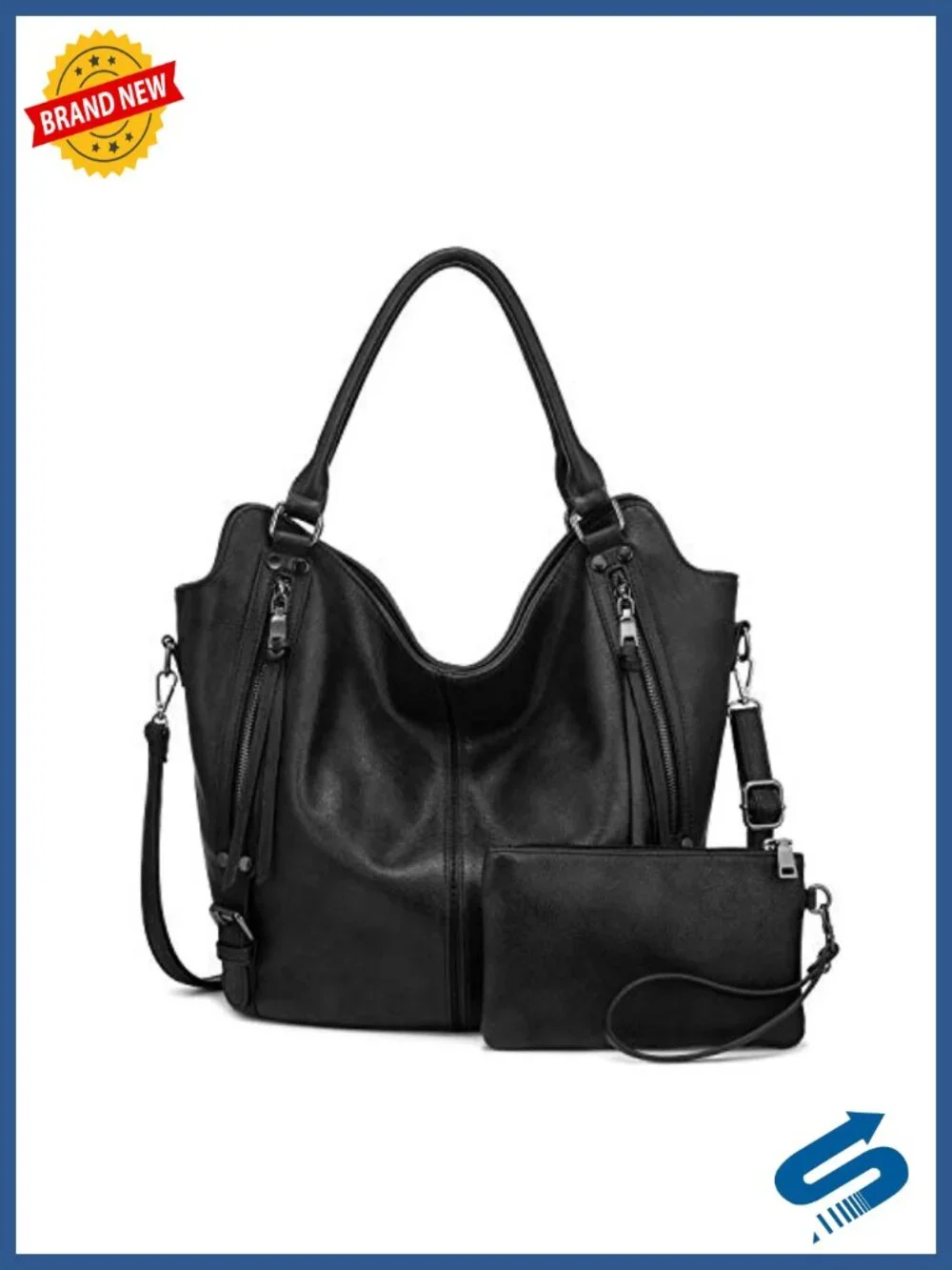 Women PU Leather Hobo Shoulder Bag Large Tote Purse with Adjustable Strap